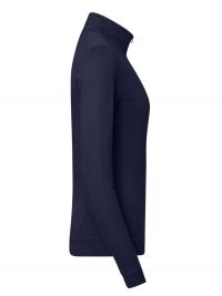 Damen Zip-Longsleeve in Dunkelblau mit 1/3-Zip und schwarzem Reißverschluss
